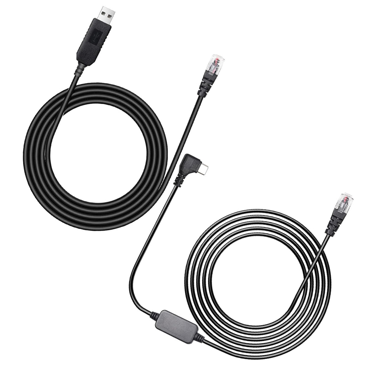 USB-C to RJ11 & USB to RJ11 Radar Detector Cables, 6.56Ft Each, Compatible with Escort, Uniden, Beltronics, Cobra, Radenso XP & More (Premium Replacement Power Cords)