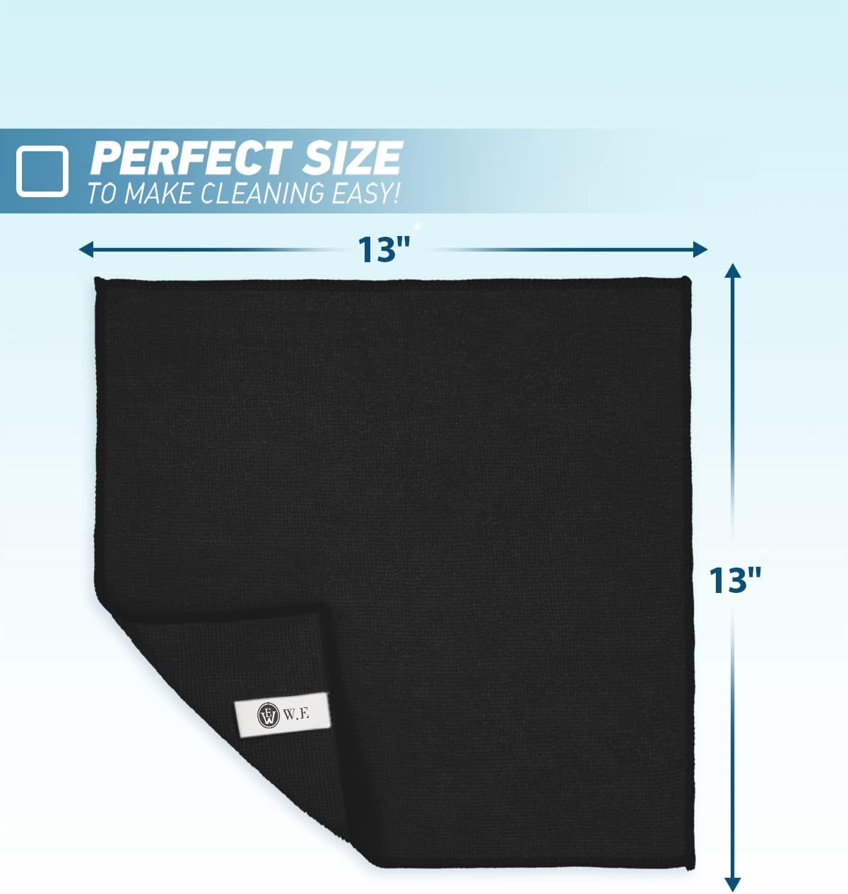 Microfiber Cleaning Cloth-24Pcs (13x13 inch) Ultra Soft Highly Absorbent Rags for Housekeeping-Machine Wash (Black)