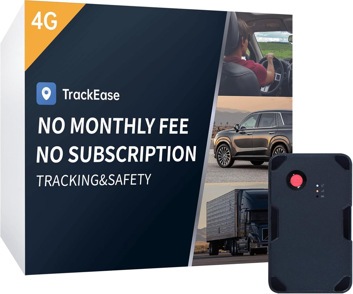 GPS Tracker for Vehicles No Monthly Fee, No Subscription, Long Battery Life, 4G SIM Card and Data Included, Trip History, GeoFence, Driving Alerts