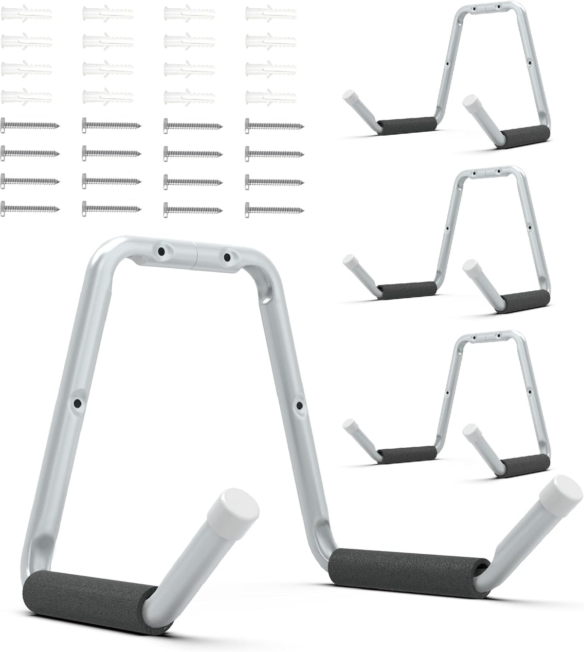HUHOLE Garage Jumbo Utility Hanger, U Shape Tool Bracket for Garage Wall - 100lbs Load-Bearing, Protective Foam & Cap, Rust-Resistant, Scratch-Proof for Homeowners, DIY Enthusiasts, Contractors