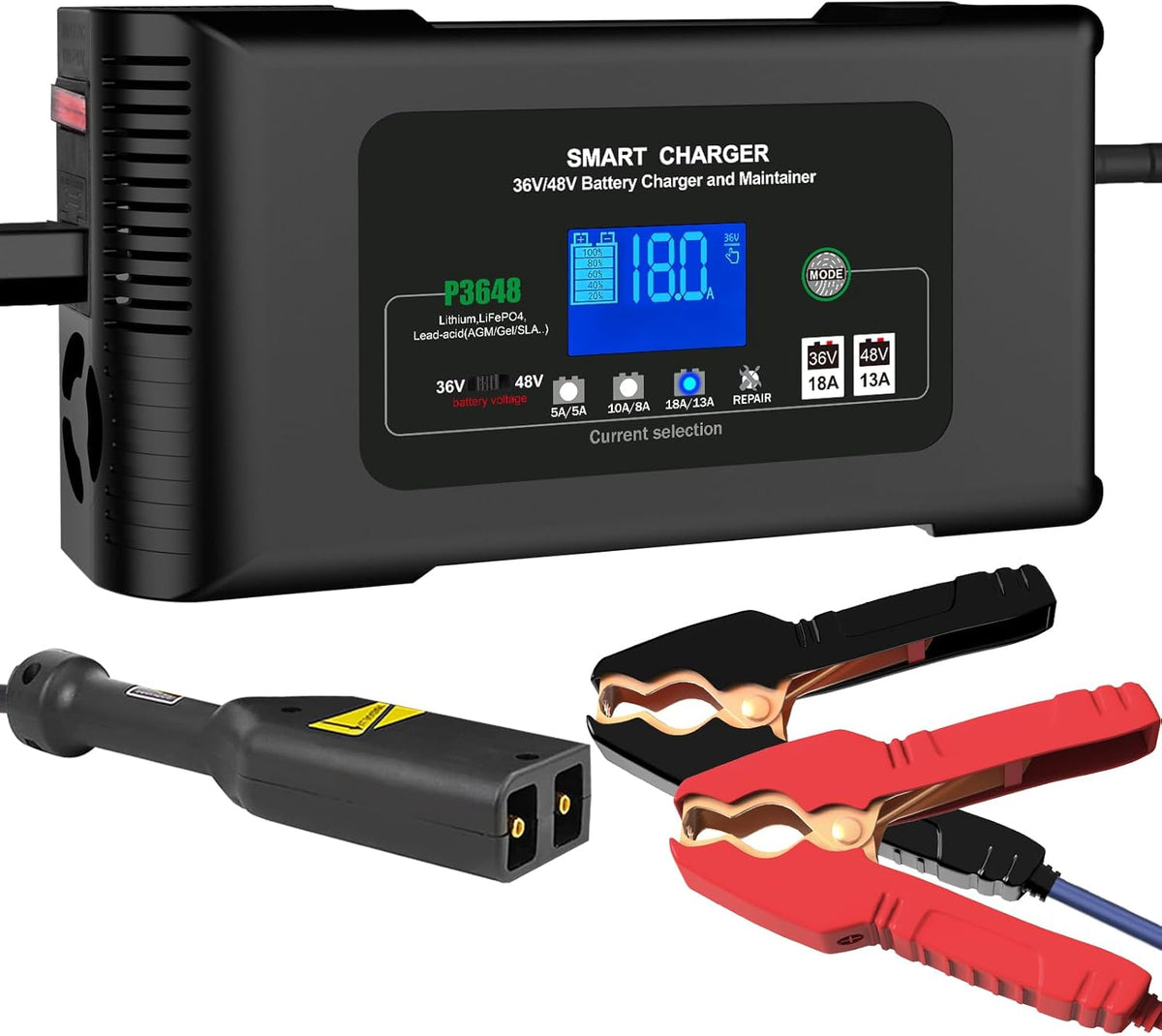 Golf Cart Battery Charger 36V 18A and 48V 13A Trickle Charger,36 Volt Golf Cart Charger,for EZGO TXT Text with Powerwise,Lithium, LiFePO4, Lead-Acid AGM/Gel/SLA..Battery Chargers,D Style Plug