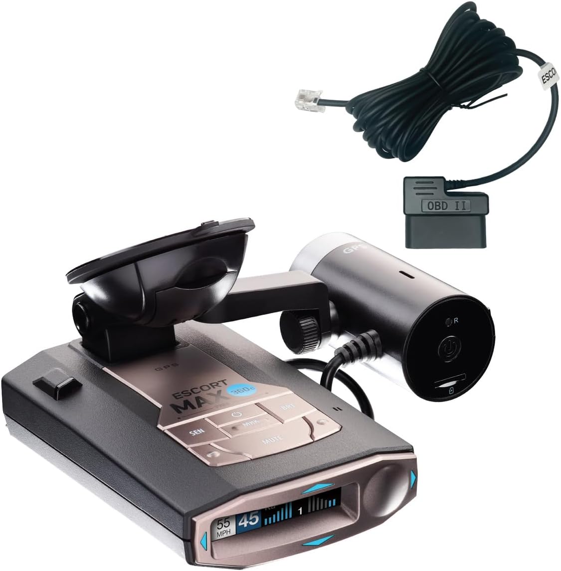 Escort MAX 360c Radar Detector with M2 Smart Dash Cam & OBDII Cord Bundle