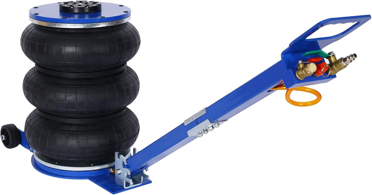 5T Triple Bag Air Jack 11000lbs Pneumatic Jack 3s Fast Lift Up 16in Airbag Jack with Adjustable Long Handle Heavy Duty Triple Air Bag Jack Lift for Cars Garage (Blue)