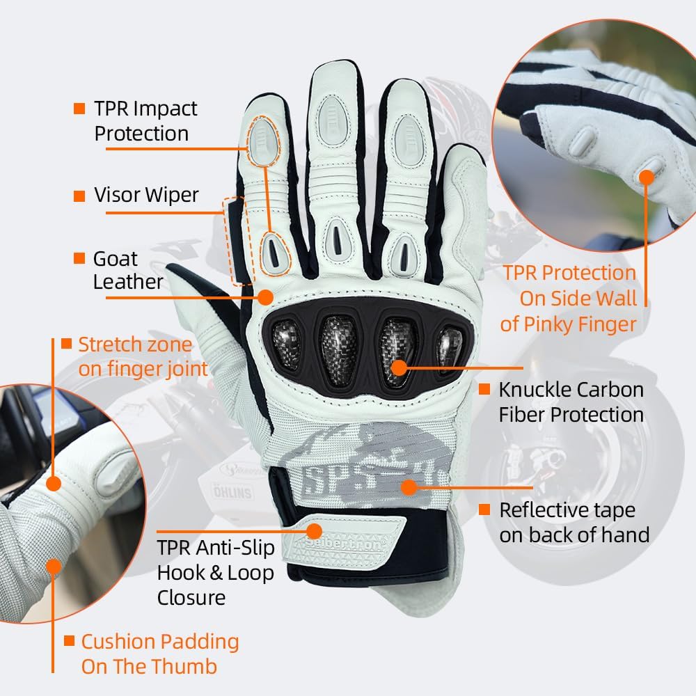 Seibertron SPS Series Touchscreen Motorcycle Motocross BMX ATV MTB Bicycle Cycling Full or Half Finger Gloves Adult and Youth