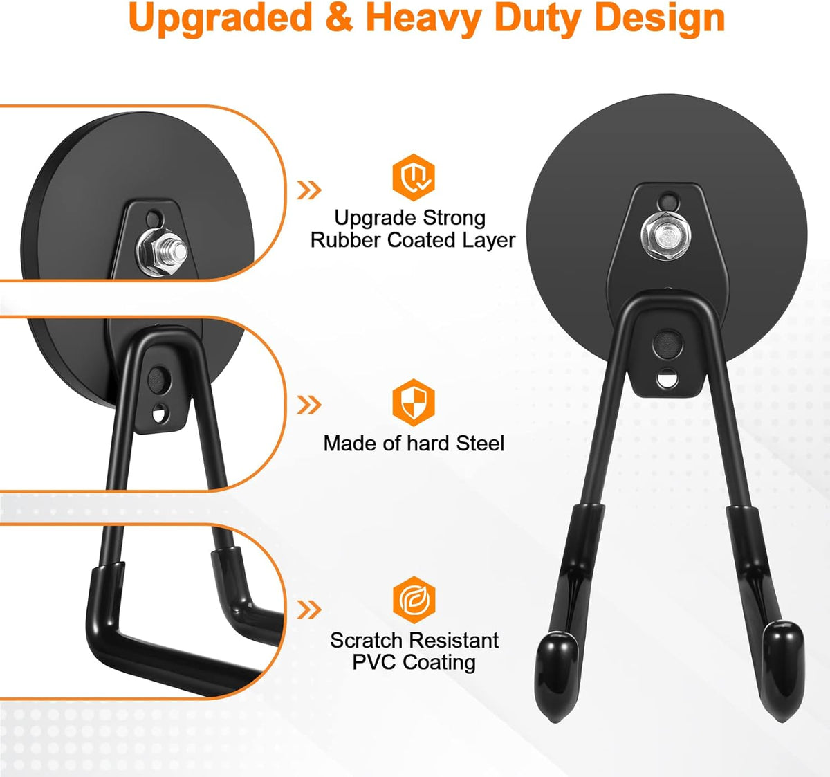 ENUODA Strong Magnetic Hooks Heavy Duty Large Magnet Hooks Heavy Duty Garage Storage Hook Utility Magnet Tool Holder for Metal Cabinet Pegboard Garage Shelve Tool Chest Garden Tools, 2PCS