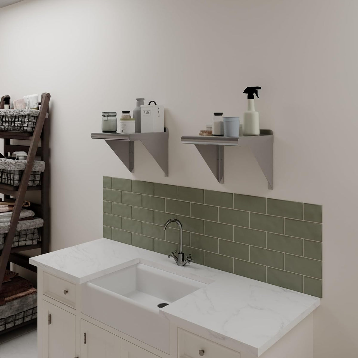AmGood 12 in. x 12 in. Stainless Steel Wal Mount Shelf. Commercial/Home. Kitchen, Restaurant, Garage, Laundry, Utility Room. NSF
