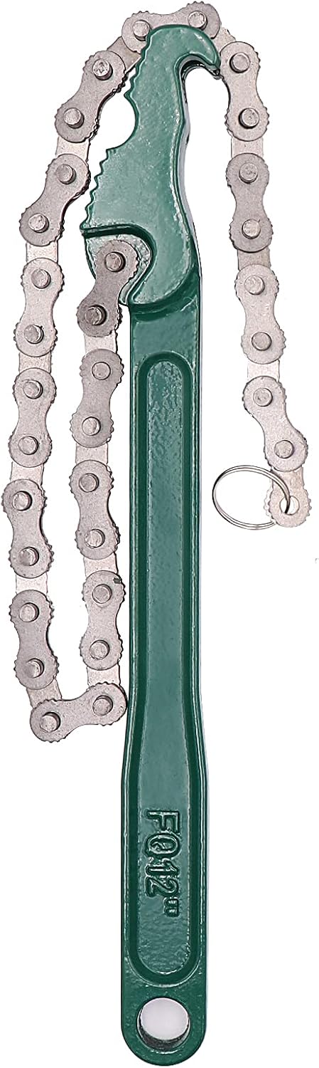 12 Inch Heavy Duty Reversible Chain Spanner Fits 1.5" to 6" Diameter Oil Filter Wrench, Adjustable Oil Fuel Filter Chain Tool