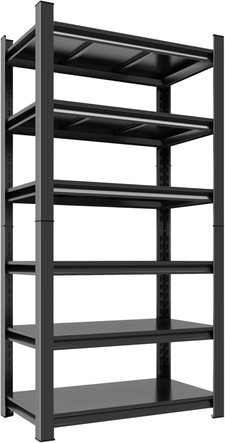 Metal Garage Shelving Unit, Heavy Duty Adjustable Storage Rack, Steel Shelving,3000 lbs Capacity, Industrial Shelves for Heavy Tools and Equipment (6-Tier 82" H x 36" W x 16" D)