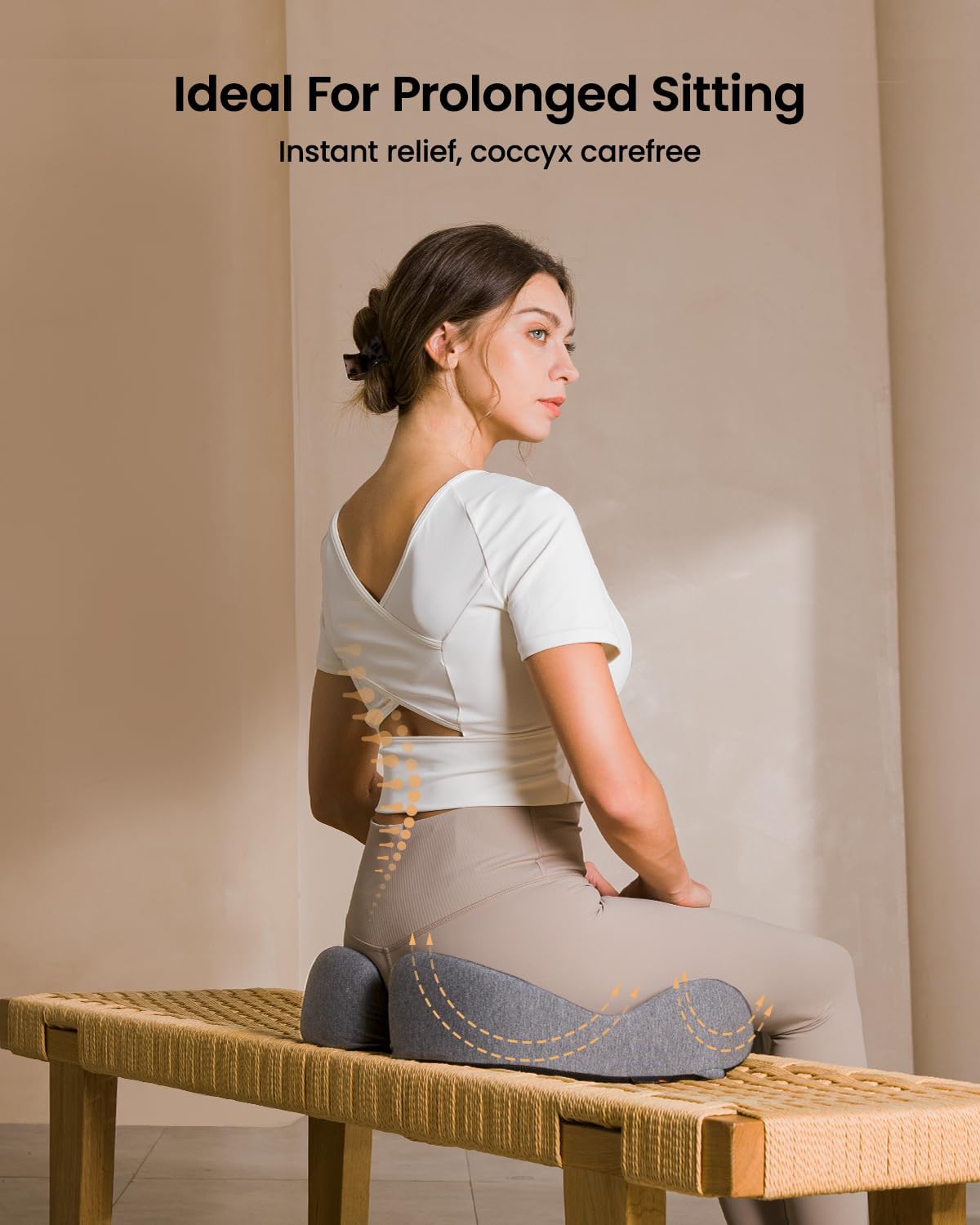 ProtoArc Seat Cushion, Office Chair Cushion for Sciatica, Coccyx Cushion, Ergonomic Memory Foam Seat Cushion for Car, Home, Pressure Relief Pad for Hip, Tailbone, All Day Comfort - Gray