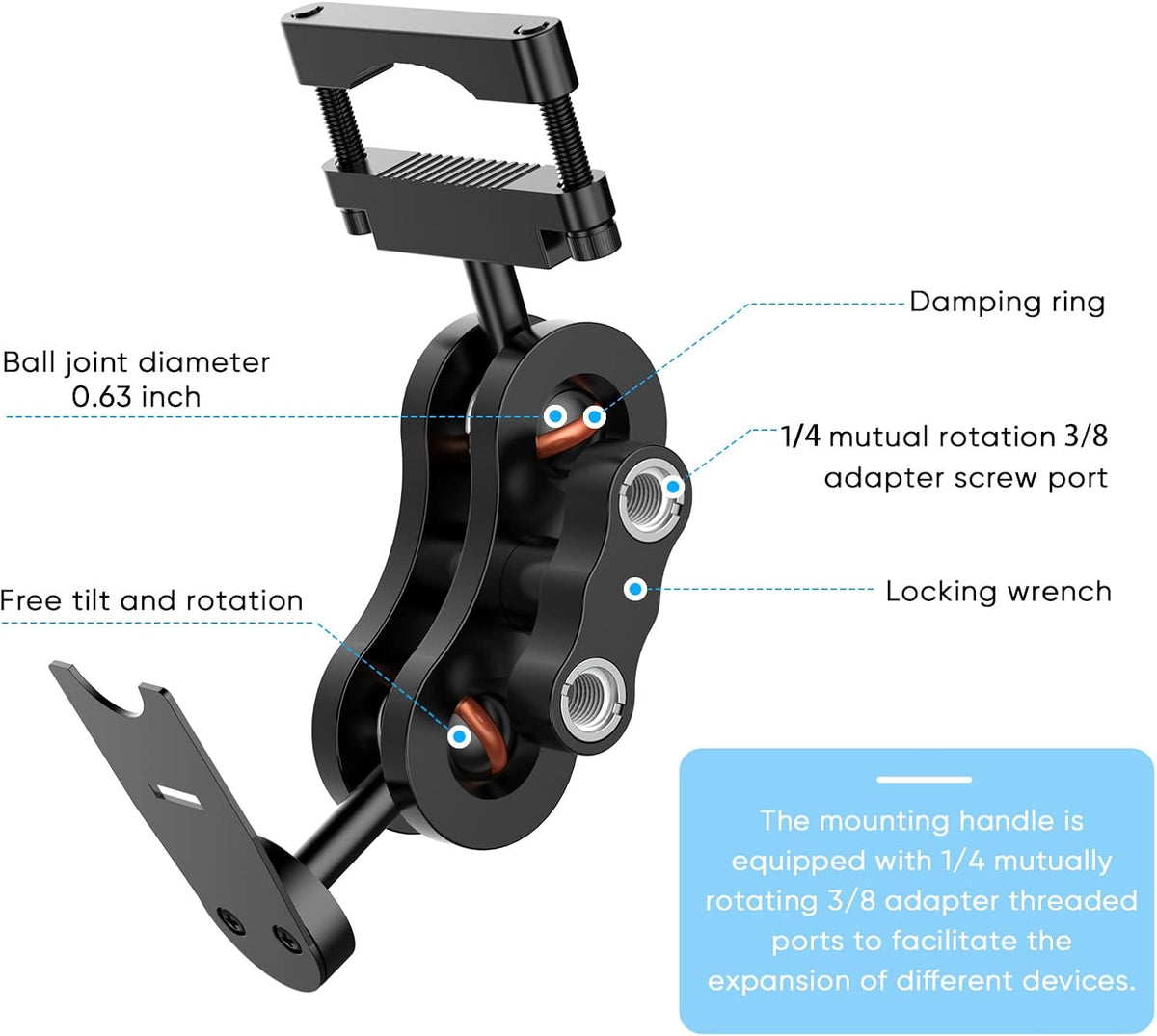 Radar Detector Mount,Aluminum Rearview Mirror Rod Radar Bracket,for Escort / Beltronics Vector / Rocky Mountain Phantom-T Radar