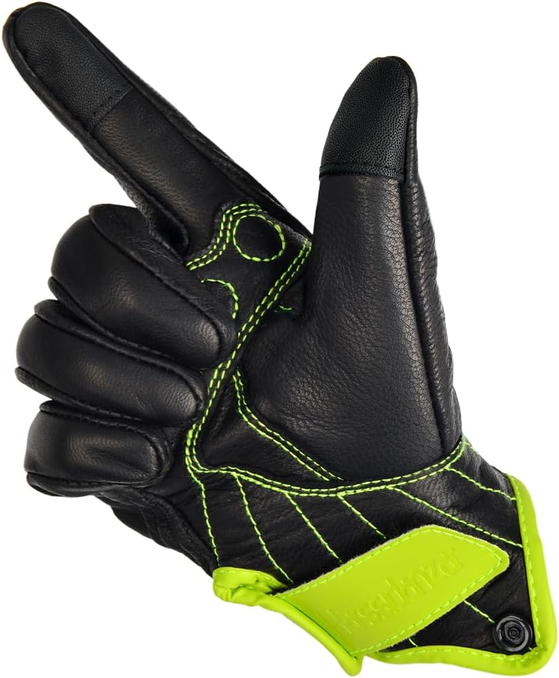 Harssidanzar Women's Motorcycle Gloves,Leather Motorcycle Gloves, Motorbike Gloves, Road Racing, Cycling, Climbing, Powersports Gloves Touchscreen GL016