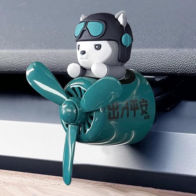 2 Pieces Car Air Fresheners, Cute Bear Pilot Car Diffuser, Propeller Air Outlet Vent Fresheners, Suitable for Automotive Interior Decoration (dog（A+B）)