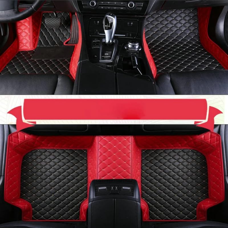 TAHALICustom Colors Car Floor Mats Black Pink for 99.9% Sedan SUV Sports， All-Weather Liners Car Floor mat，Luxury Leather Automotive Floor Mats (Black red mats,3D Floor Mats)