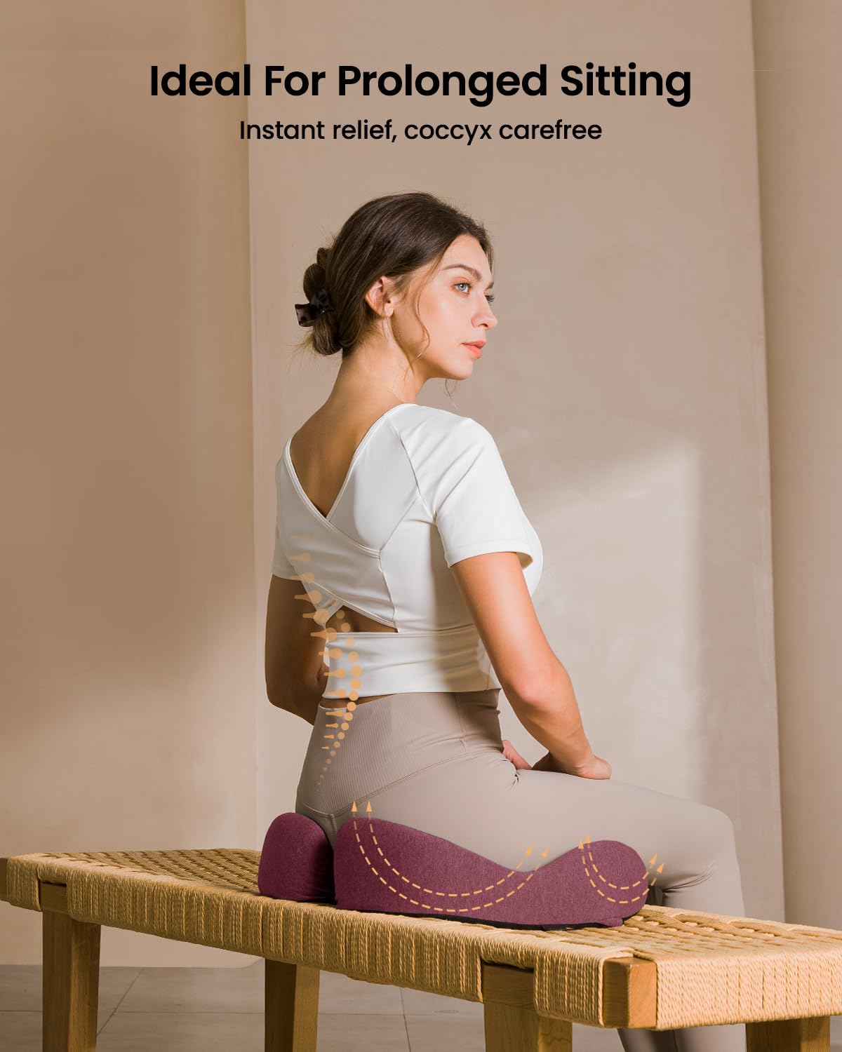 ProtoArc Seat Cushion, Office Chair Cushion for Sciatica, Coccyx Cushion, Ergonomic Memory Foam Seat Cushion for Car, Home, Pressure Relief Pad for Hip, Tailbone, All Day Comfort - Wine Red
