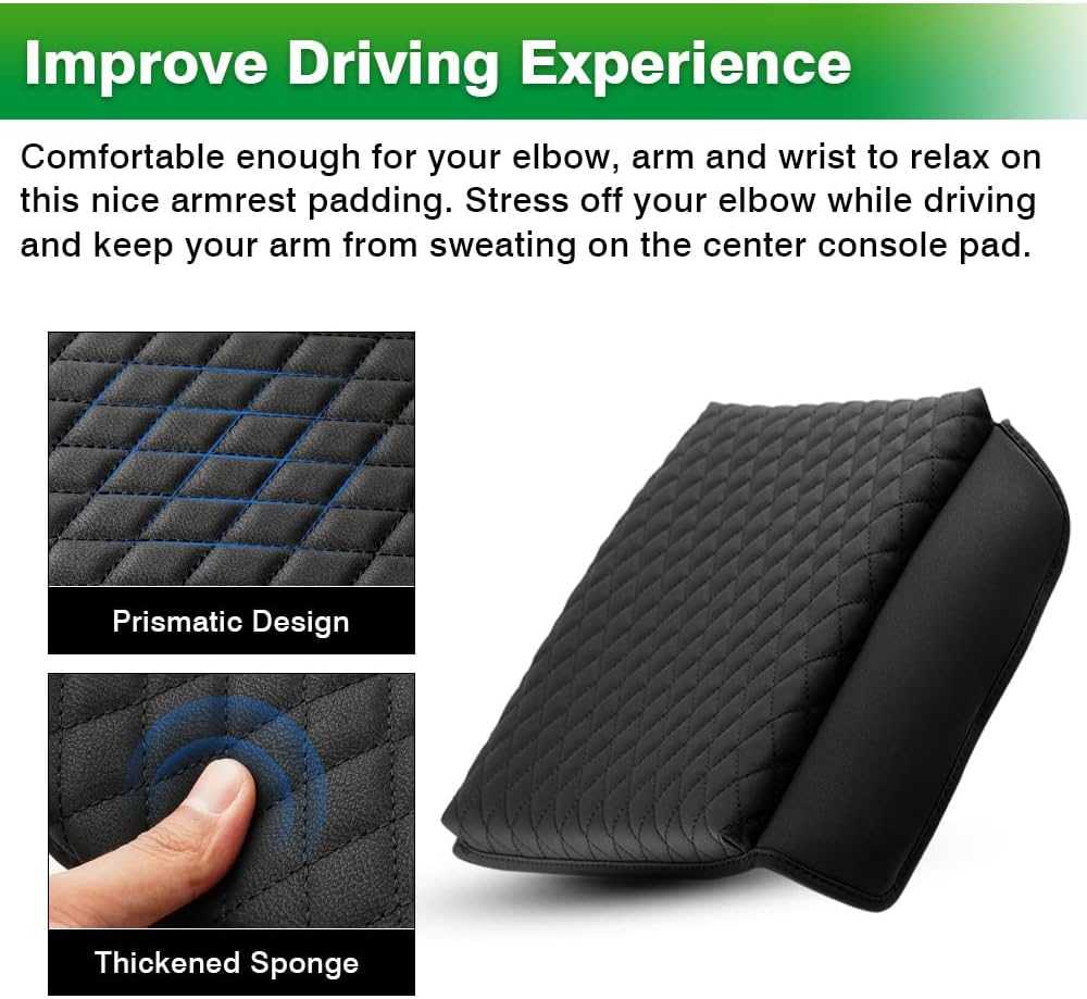 Shademax Custom Fit for Center Console Cover Ford 2021-2025 2026 F-150 Ford F150, 2022-2025 F150 Lightning Work Surface Console Armrest Cover Console Cushion Pad PU Leather Armrest Seat Box Protector