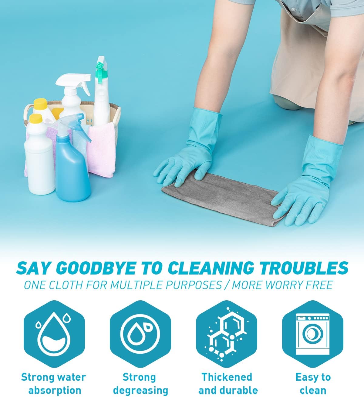 Microfiber Cleaning Cloth Grey-24Pcs (13x13 inch) 2100 Series Ultra Soft Highly Absorbent Rags for Cleaning, Reusable and Lint Free Cleaning Towels for Housekeeping-Machine Wash (Gray)