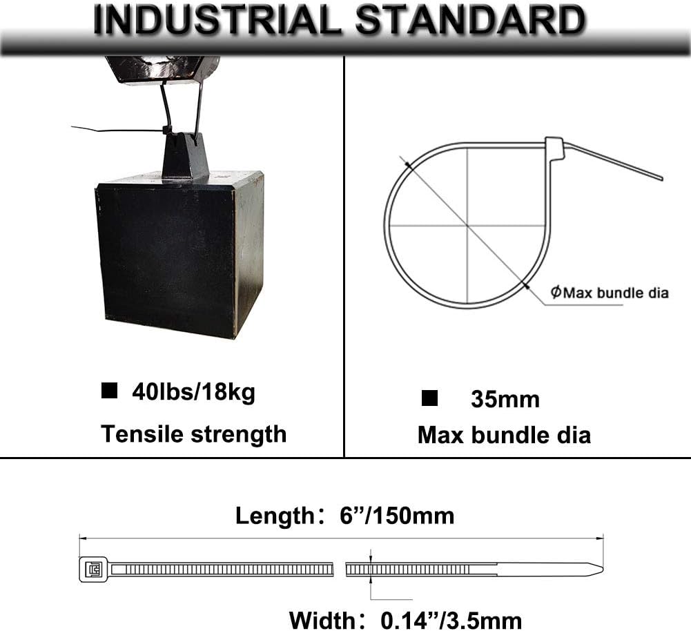 Strong Self Adhesive Wire Clips Cable Zip Tie Mounts 3/4" with 6 Inch Zipties Black UV Protection Outdoor 100 Pcs,Sticky Wire Fasteners Cable Guide Management Mounting Suqare Holder Anchor Base Small