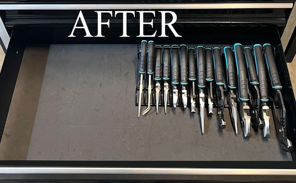 Plier Organizer Rack for Tool Box Storage, Holds Regular and Wide Handle Pliers, Fits Toolbox or Chest Drawers, Durable and Space-Saving Design by MLTOOLS