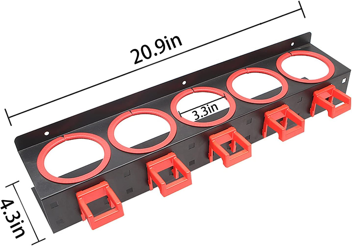 Spray Bottle Holder Wall Mount,Storage Rack 5 Holes,7Hooks Organizer Abrasive Material,Hanging Rail Cleaning Detailing Tools Hanger,Car Beauty Shop Accessory Display Auto