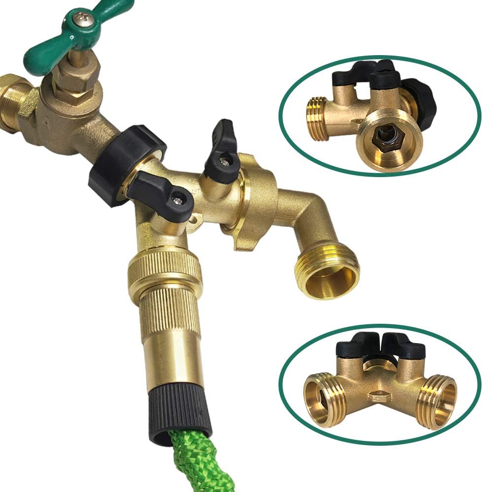 HQMPC Hose Splitter 2 Way Brass Y Valve +3/4" GHT Thread Extra 4 Pressure Washers