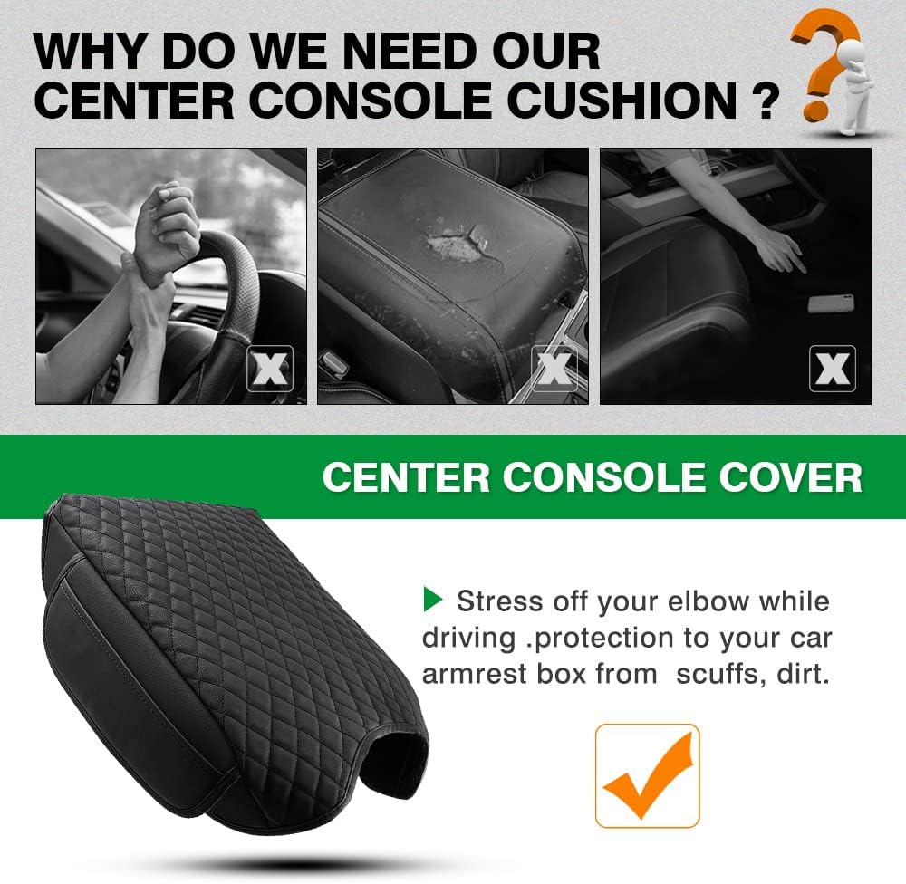 Shademax Custom Fit for Center Console Cover 2015-2020 Ford F-150 F150 / 2017-2022 F250 F350 F450 /2018-2024 Expedition Accessories Armrest Cover Cushion Pad Armrest Seat Box Protector