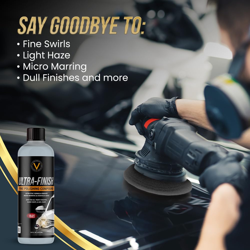 VPD Ultra-Finish Fine Polishing Compound 16 oz – Final Step Car Polish & Rubbing Compound for Cars, Removes Micro-Marring & Fine Swirls, Enhances Gloss & Depth, Safe for Clear Coats, Silicone-Free