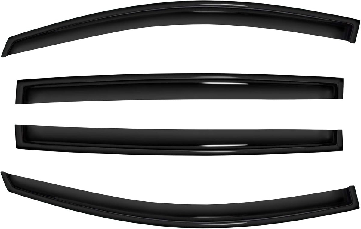 4pc Sun Rain Guards Window Visor Wind Deflector Compatible with Nissan Versa Hatchback 07-12/Sedan 07-11 Smoke 94009