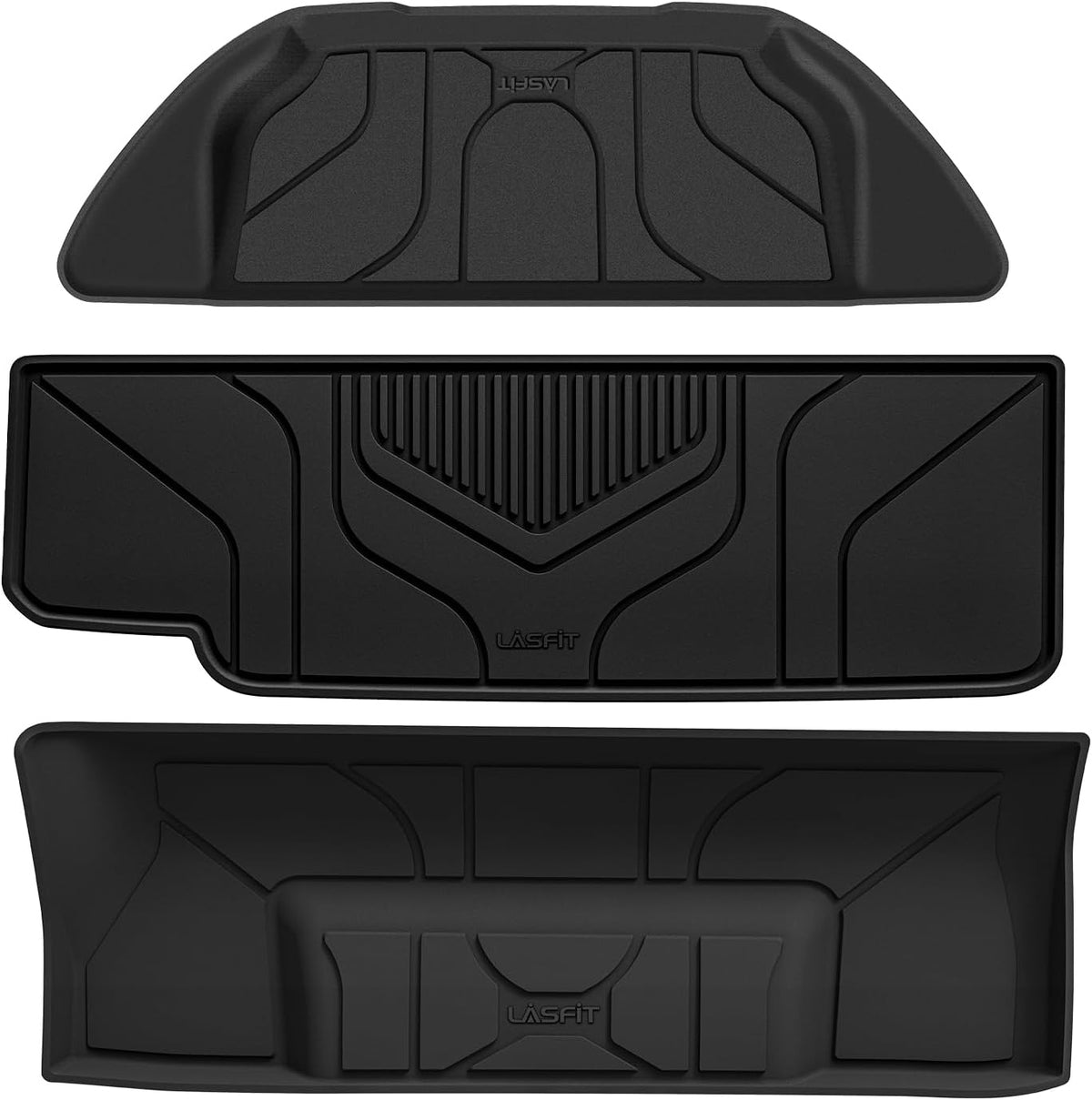LASFIT Frunk Trunk Mats Fit for Tesla Model X & Model X Plaid 6 Seater / 7 Seater 2025 2024 2023 2022 2021, Custom Fit TPE All Weather Waterproof Cargo Liners, Black