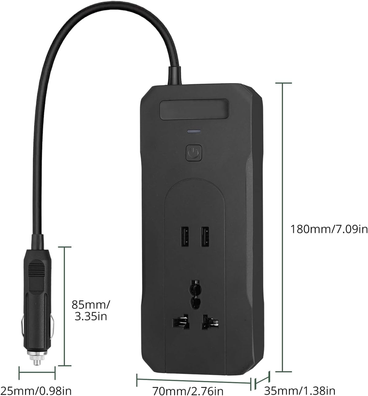 AUTTGINN 200W Car Power Inverter DC 12v to 110v AC Car Plug Adapter Outlet Converter with 24W 3.1A USB and 30W Dual USB-C Car Charger for Laptop Computer Phone
