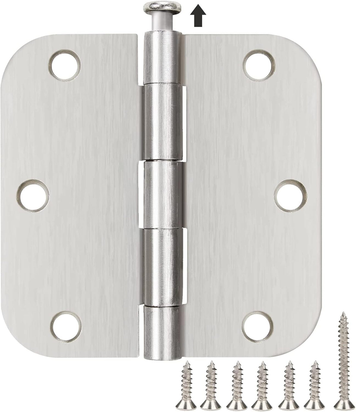 42 Pack Rounded Door Hinges Brushed Nickel 3.5 Inch Interior 5/8" 3-1/2" Flat Iron Hinge Hardware House Bifold Table Farmhouse Bedroom Office Living Room Decor 3 ½" Heavy Metal Accessories for Doors