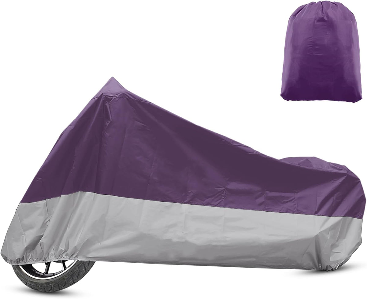 X AUTOHAUX Motorcycle Cover for Harley Davidson for Honda for Suzuki All Season Weather Waterproof Sun Motorbike Cover Fits Up to 78.74'' Motorcycles Vehicle Cover M Purple Silver Tone