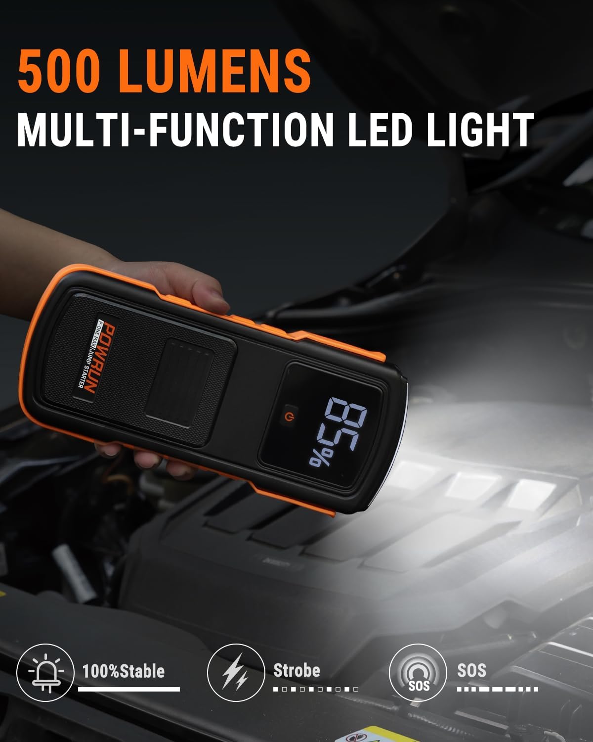 Powrun P-ONE MAX Jump Starter, 4000A Portable Jump Box, Car Jump Starter Battery Pack for All Gas or Diesel Engines up to 10.0L, 12V Car Battery Jump Starter with a Carrying Case