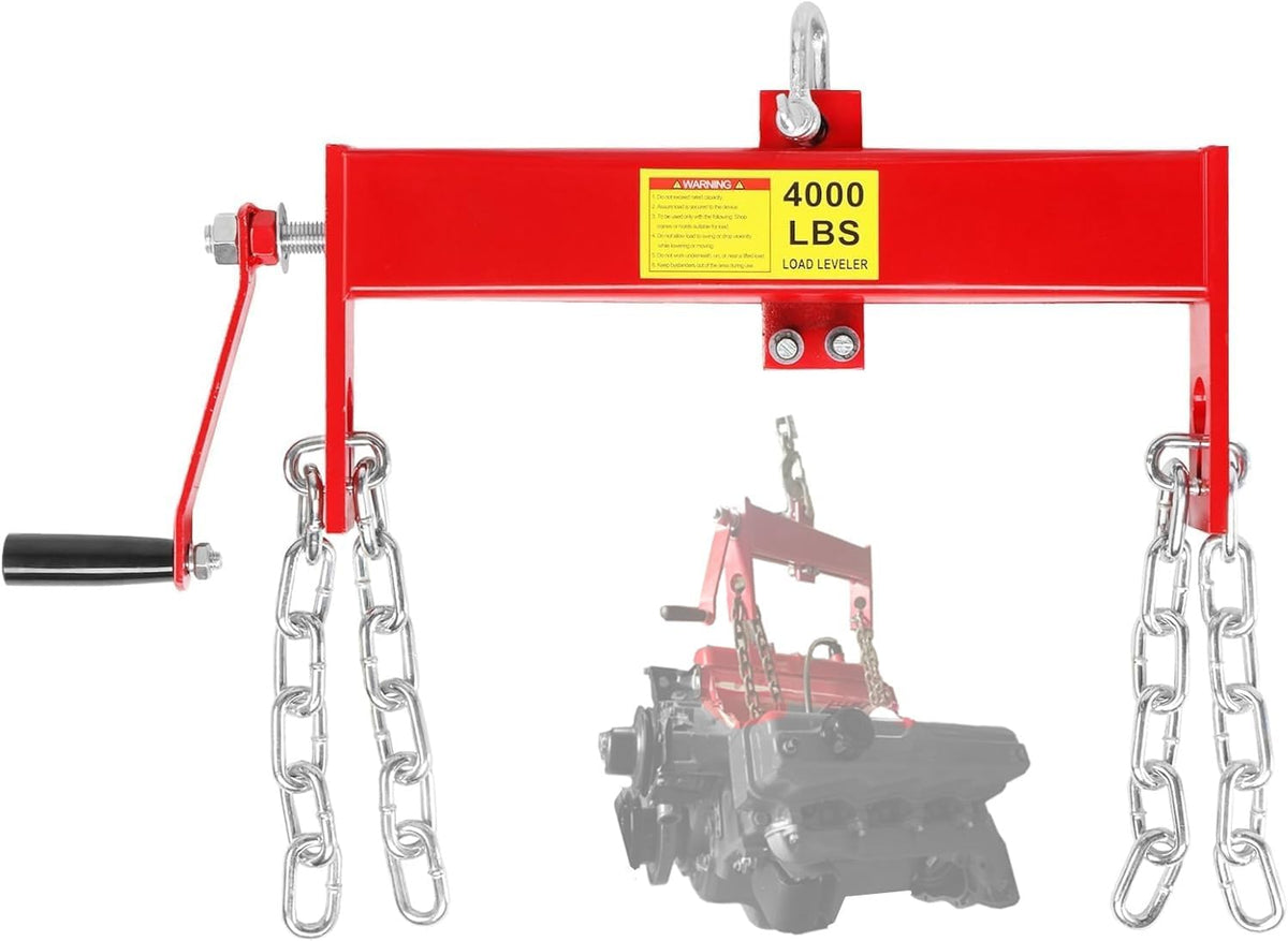 4000lbs 2 Ton Load Lever Engine Hoist Crane Cherry Picker Lift Tool Heavy Duty, Red (Load Leveler)