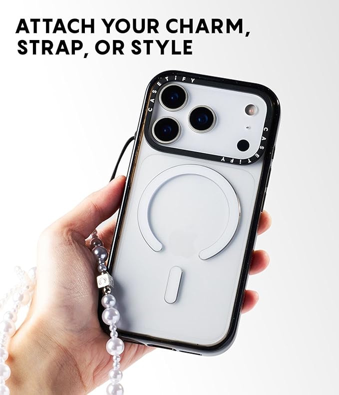 CASETiFY Impact iPhone 17 Pro Case [Slim/Compatible with Magsafe / 8.2 ft. 4X Military Grade Drop Protection] - Vintage Geometric Abstract Pink - Clear Black