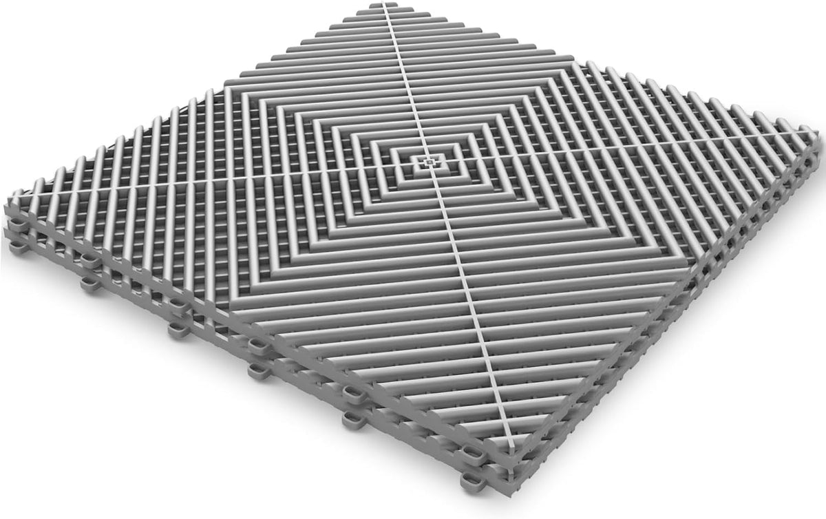 50PCS|15.7"x15.7" Garage Flooring Tiles, Non-Slip Interlocking Plastic Garage Floor Mat, Garage Organization & Garage Storage, Vented Pattern(Grey)