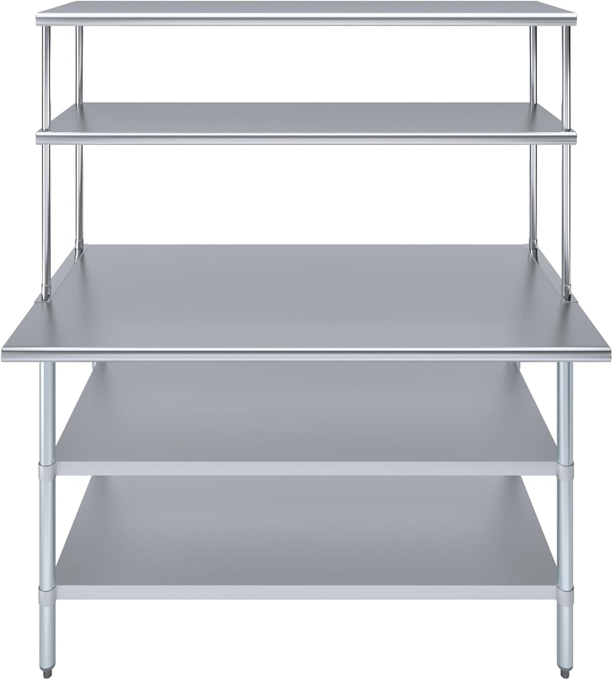 Amgood Stainless Steel Work Table with 2 Shelves | Metal Kitchen Prep Table & Shelving Combo (30" x 60" Table with 2 Shelves + 18" Overshelf)