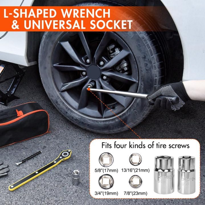 Scissor Car Jack 3 Ton (6610 lbs) Tire Changing Kit with Lug Wrench - Emergency Kit for Car, SUV, MPV