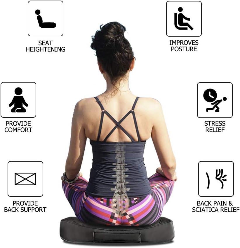 Leather Car Memory Foam Heightening Seat Cushion for Short People Driving, Hip(Coccyx/Tailbone) and Lower Back Pain Relief Butt Pillows, Adult Booster Seat for Car,Truck,SUV, Office Chair.