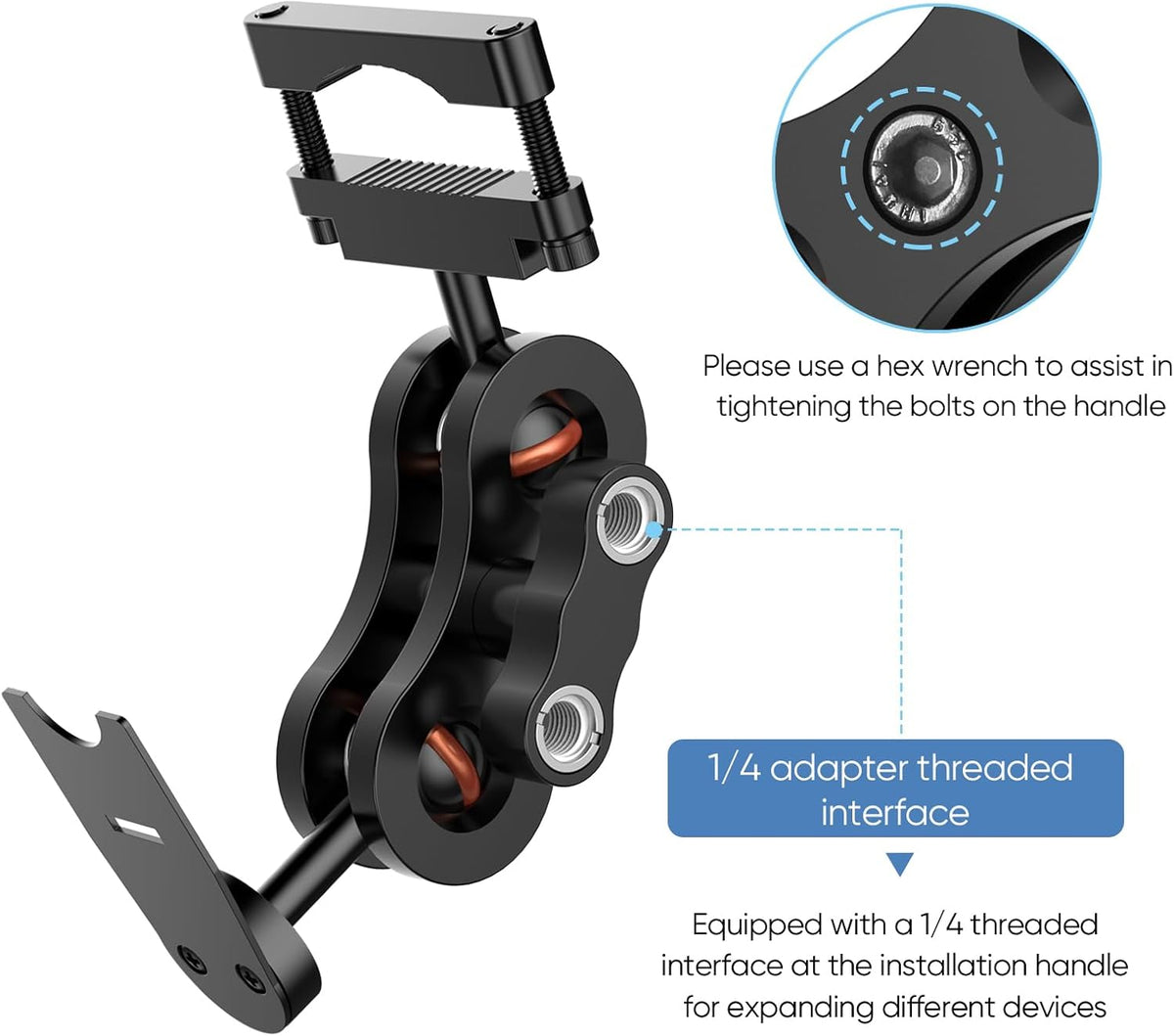 Radar Detector Mount Rearview Mirror Bracket, Car Truck Mirror Radar Mount Bracket,Aluminum Rearview Mirror Rod Mount (for Escort Beltronics Vector Rocky Mountain Phantom-T Radar)