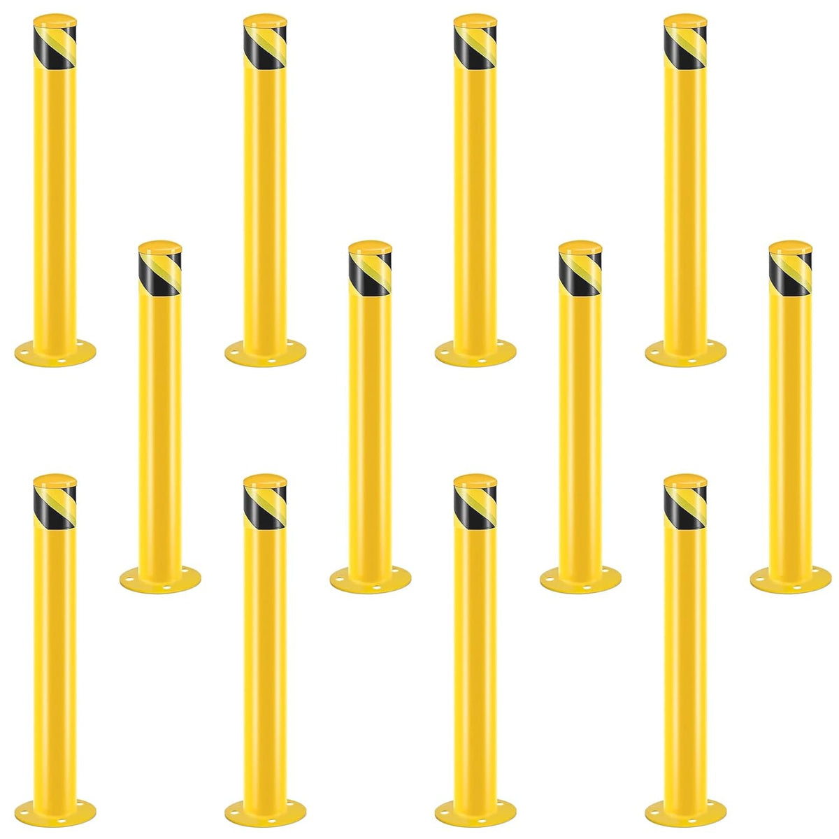 Safety Bollard Post, Steel Bollards,Parking Bollard, Yellow Powder Coated Safety Parking Barrier Post, for Traffic Sensitive Areas (12, 36"H*3.5"D)