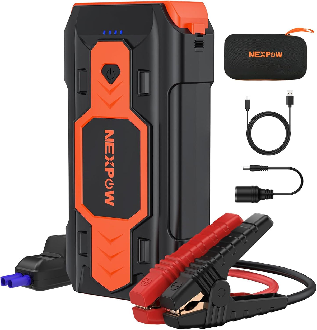 NEXPOW Car Battery Jump Starter 3000A, Portable Jumper Starter (up to 8.0L Gas/8L Diesel Engines) 12V Car Battery Booster Pack with USB Quick Charge 3.0 and 4 LED Modes Red Blue Warning