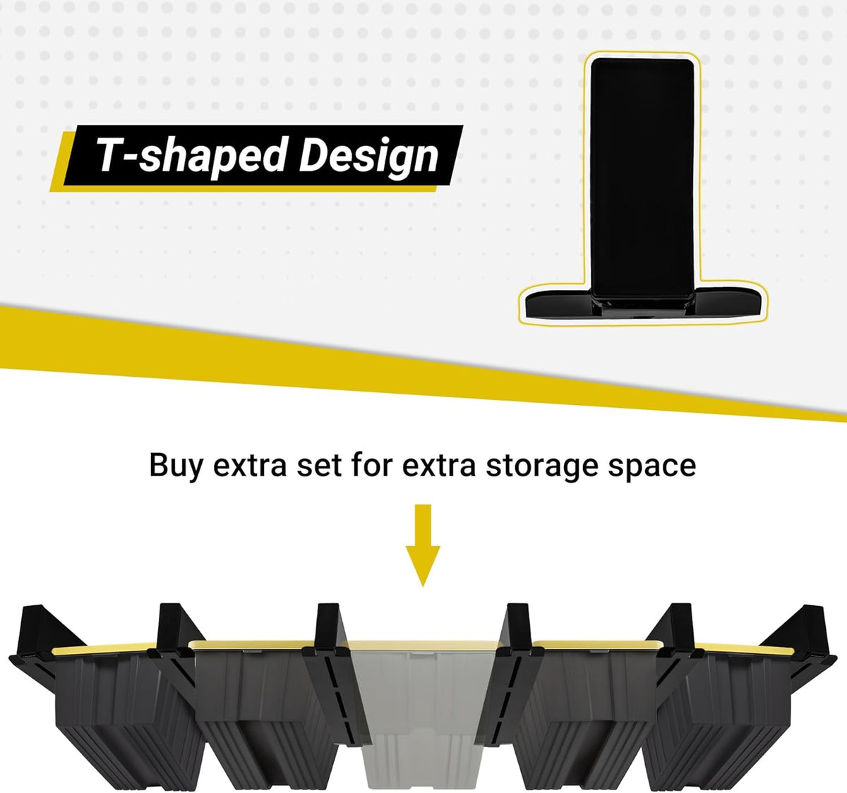 5-bin Overhead Garage Storage Rack, Heavy Duty Ceiling Storage Racks, Powder Coated Tote Storage Rack for Garages, Sheds, Storerooms (6 PCS, for 5 Bins)