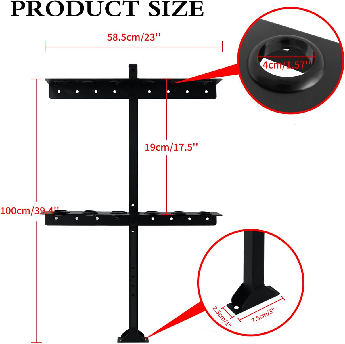 Trailer Racks for Lawn Equipment, Trailer Tool Rack Shovel Holder for Shovels, Rakes, Hoes, Landscape Hand Tool Rack for Open Trailers, Lawncare Trailer Accessories, with 6 Tool Holes&Rubber Grommets
