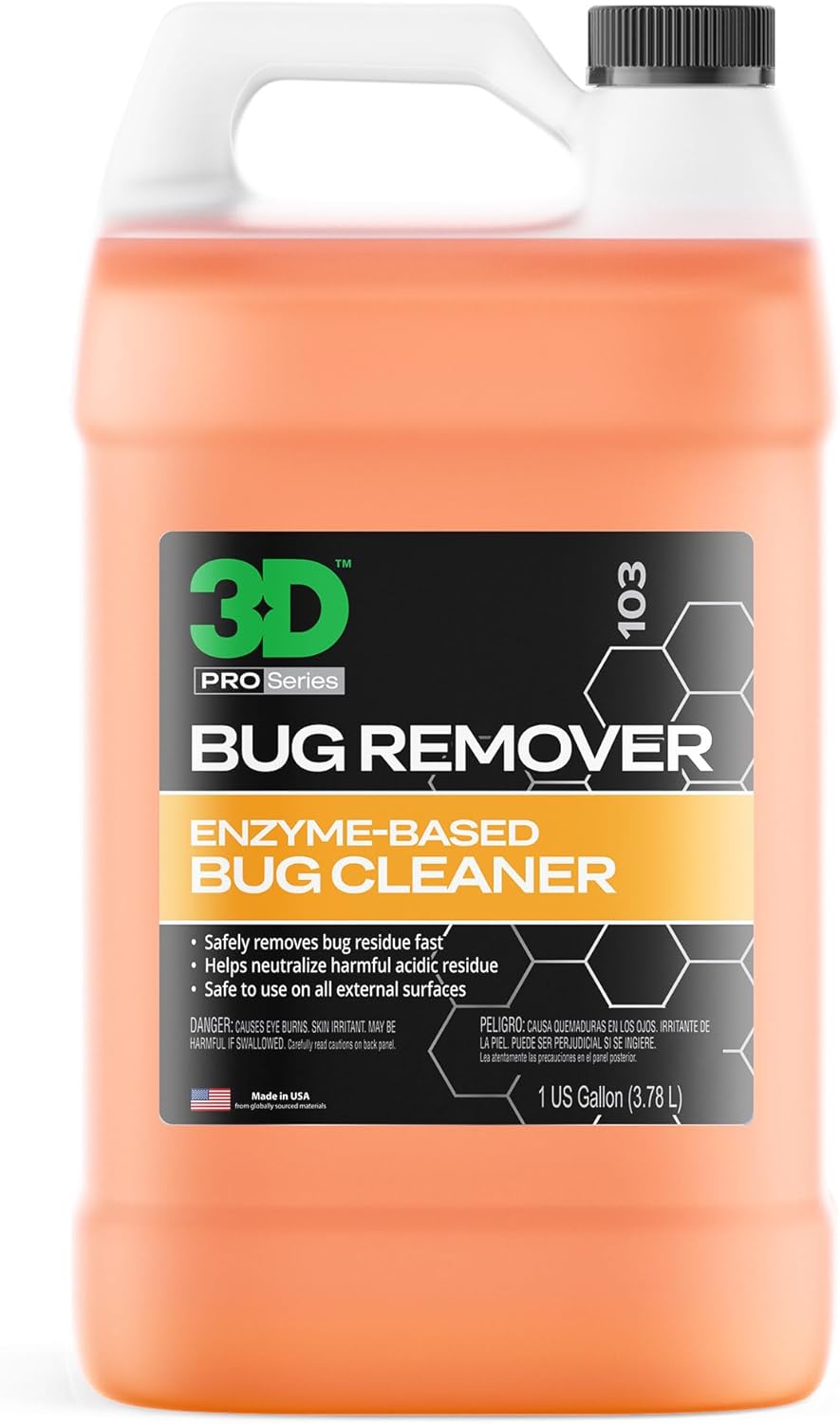 3D Bug Remover - All Purpose Exterior Cleaner & Degreaser to Wipe Away Bugs on Plastic, Rubber, Metal, Chrome, Aluminum, Windows & Mirrors, Suitable for use on Car Paint, Wax & Clear Coat (Gallon)