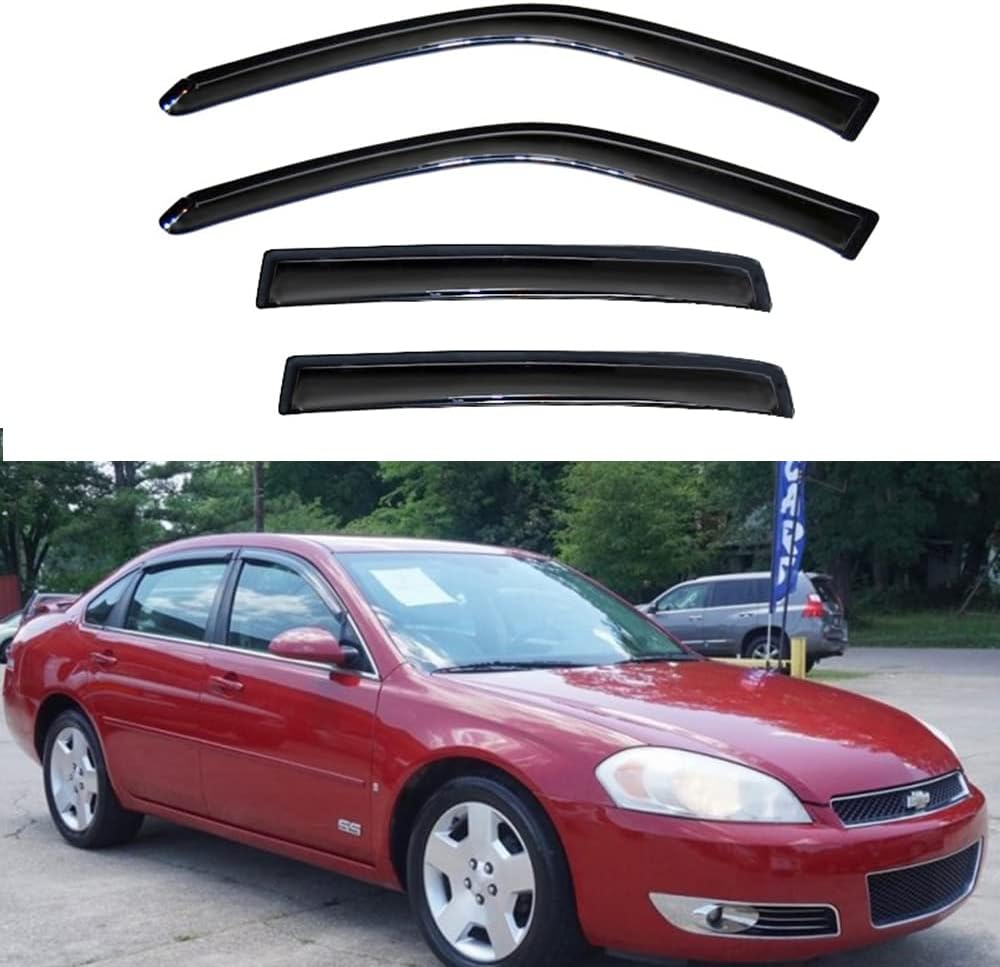 94843 Side Window Wind Deflector,4pc Outside Mount Style Nice Sun Rain Guards Set,Window Visor fit for 2006-2013 Chevy Impala,2014-2016 Chevrolet Impala Limited Model