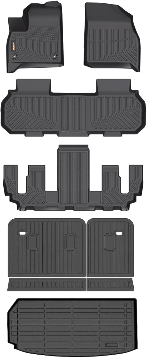 Binmotor-Floor Mats & Cargo Liner Set for Buick Enclave 2025丨for GMC Acadia & Acadia Denali 2024-2025(Only Buick Seat-7 Seats) 丨 for Chevy Traverse 2024-2025(Only Buick Seat-7 Seats)