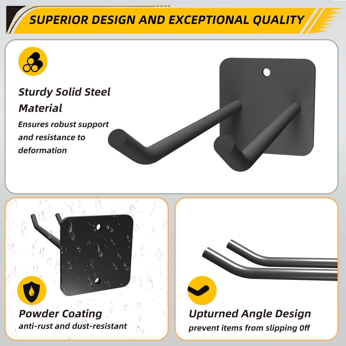 Garage Storage Hooks Heavy Duty Steel Tool Organizer Wall Mount Hangers Hooks Racks for Ropes Hoses and Garden Yard Tools Organization Holder Bulk Items Hanging Tool 9 Inch 4 Pack Holds 280 Pounds