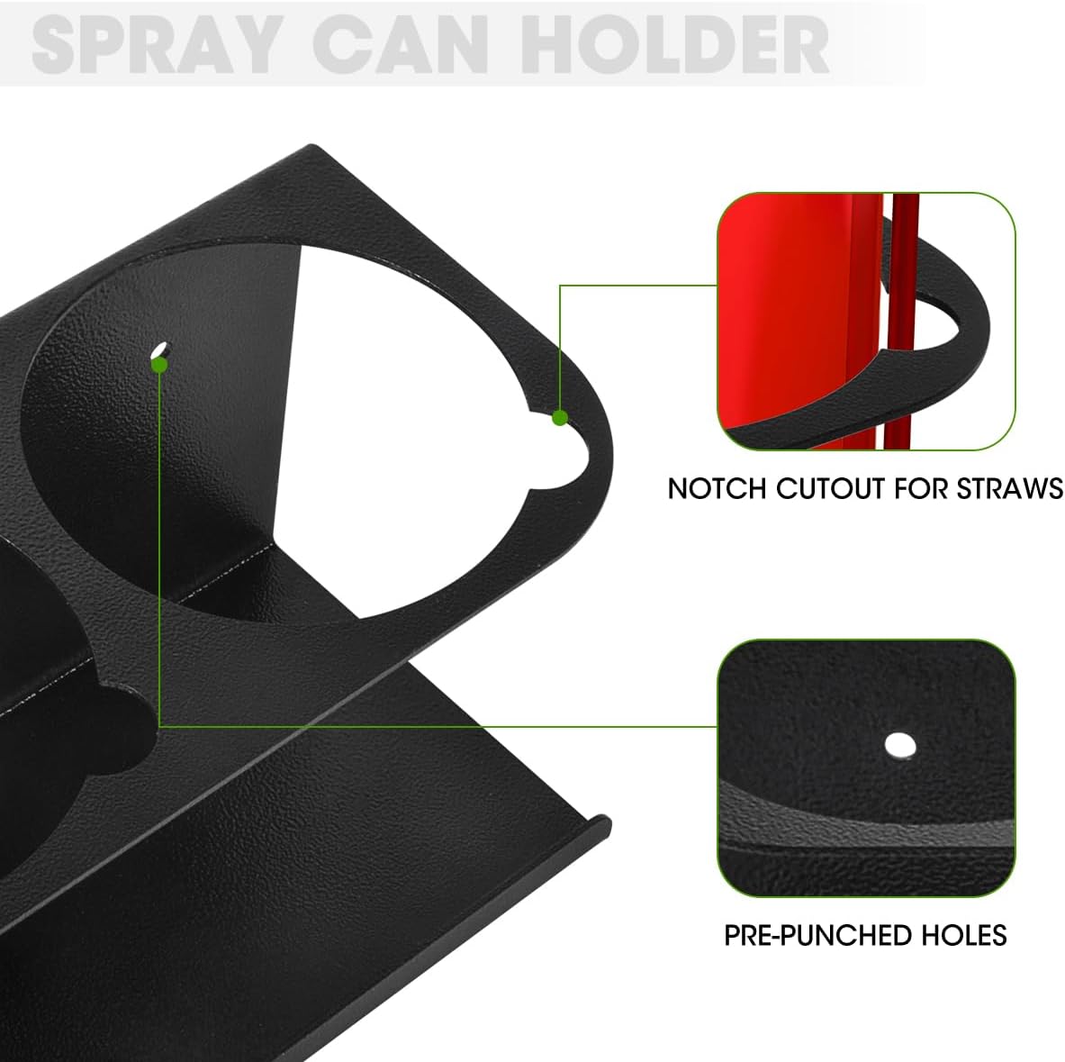 Touri 6 Pack Spray Can Holder for Garage and Workspace, Wall-Mounted Steel Aerosol Can Holder (30 Cans)