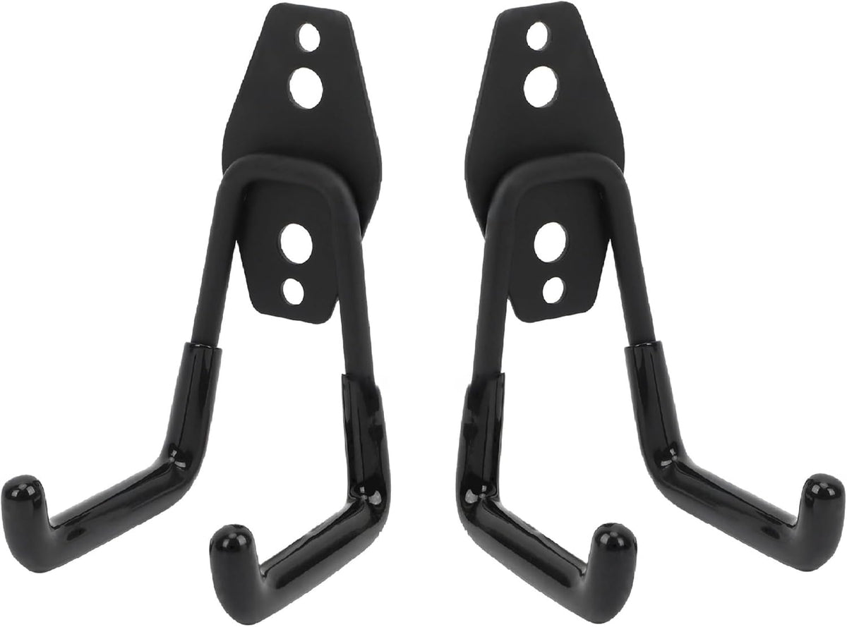 Wall Mount Heavy Duty Garage Hooks (2-Pack) – Wall Mounted Storage Hooks for Ladders, Bikes, Tools & More – Rust-Resistant Steel with Anti-Slip PVC Coating Small U Hooks