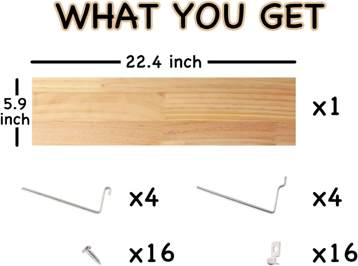 SEVENY 1 Pack Pine Wooden Pegboard Shelf Wall Organizer,Shelves for PegBoard, Wooden Board for Walls Home, Garage Tool Storage, Office Organization, Kitchen, Craft Room, Garden, Garage,Large